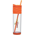 16 Oz. Orange Melrose Tumbler Cup W/Straw